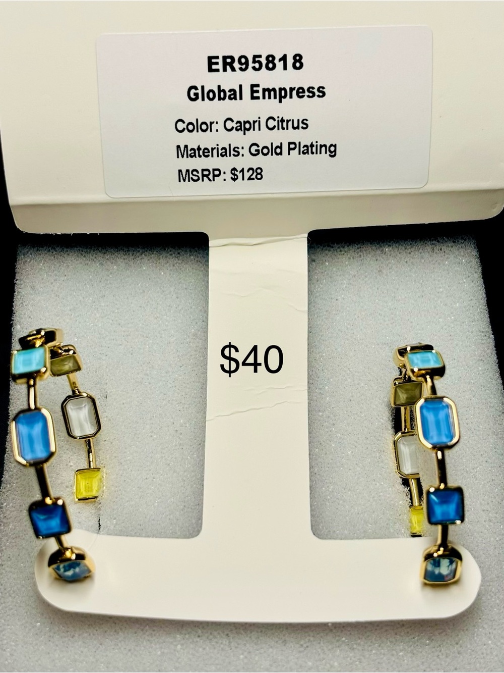Global Empress Capri Citrus Gold-Plated Hoop Earrings